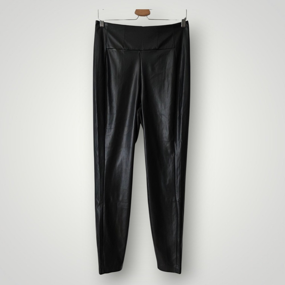 GUESS Corset Faux-Leather Leggings Black Size Large - Picture 2 of 11
